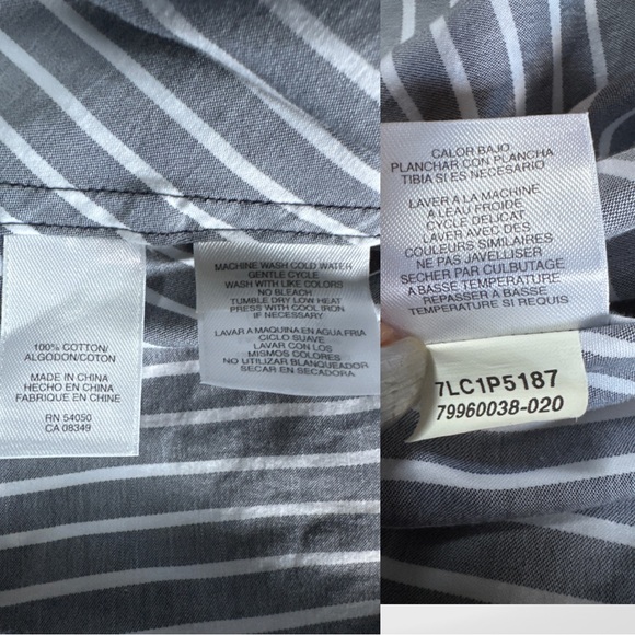 Jones New York Signature Woman Striped Long Sleeve Button Up with Collar Blouse - Picture 15 of 17